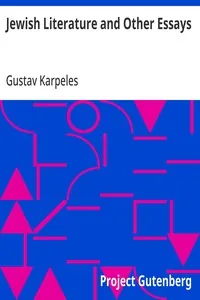 Jewish Literature and Other Essays — Gustav Karpeles