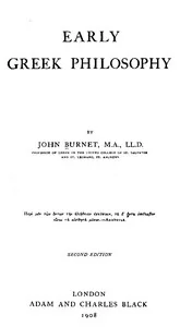Early Greek philosophy — John Burnet
